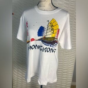 XL Vintage 90's Hong Kong Tourists T-Shirt Boat Ocean‎ Colorful